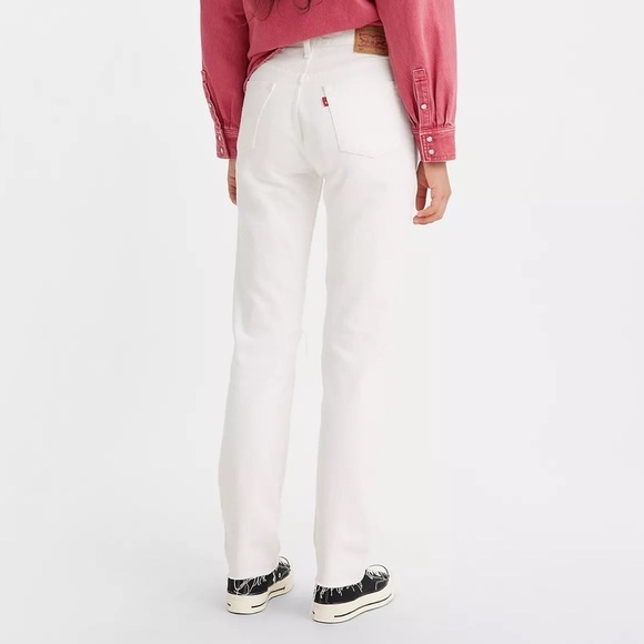 LEVI'S 501 ORIGINAL JEANS White Straight Leg Cutoff Denim Size 26 - Picture 2 of 15